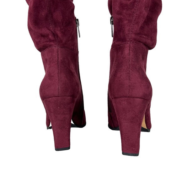VINCE CAMUTO TAPLEY Burgundy Thigh High Block Heel Long Boots - Picture 5 of 14